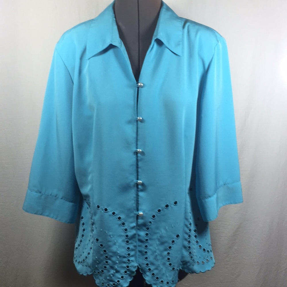 K.C Studio Top Blouse 3/4 Sleeves Size 14